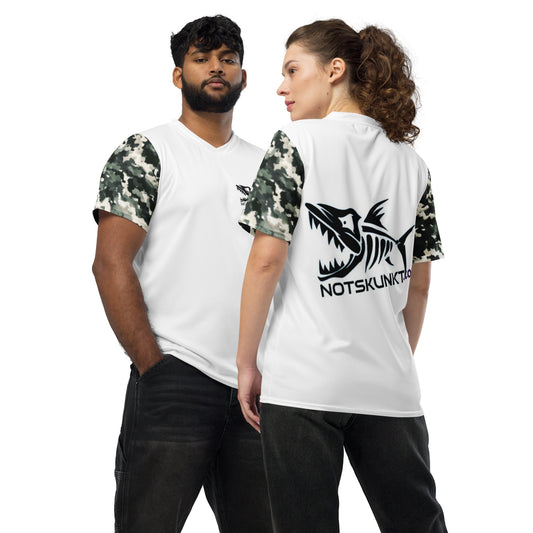 Recycled unisex sports jersey Black Camouflage