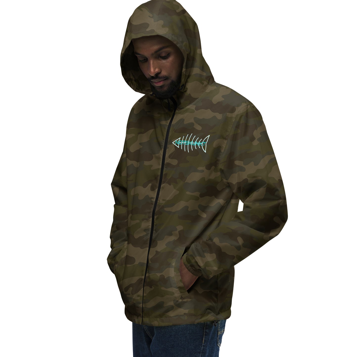 Unisex lightweight zip up camouflage windbreaker